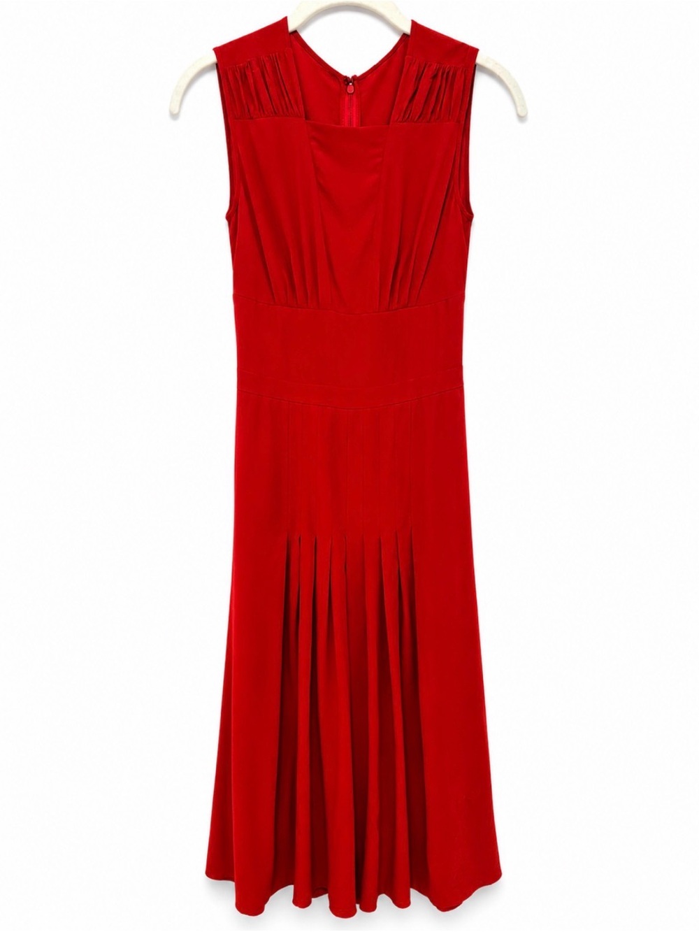 Gilmar Italy Red Silk Blend Midi Dress Size 36 Pleated Draped Luxury